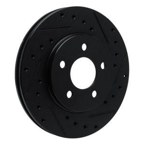 Chrysler Town & Country Brake Rotor (1) - Front Right - R1 Concepts - Drilled & Slotted - Black - `96-`00